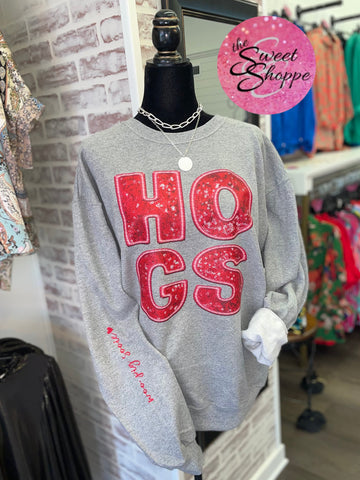 Hogs Faux Sequin Tee/Sweatshirt